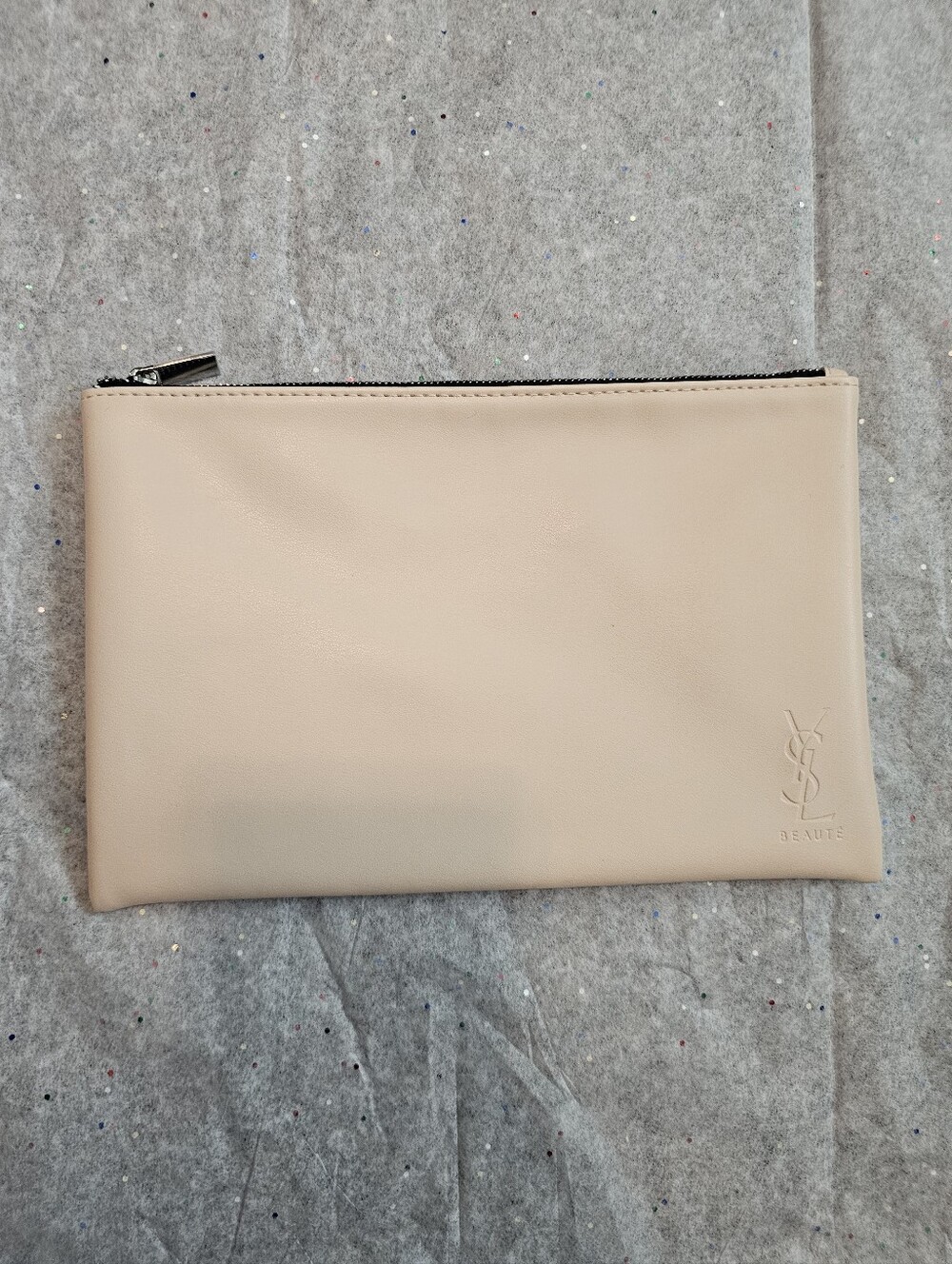 YSL Nude Cosmetic Zip Pouch with Travel Size YSL Lotion